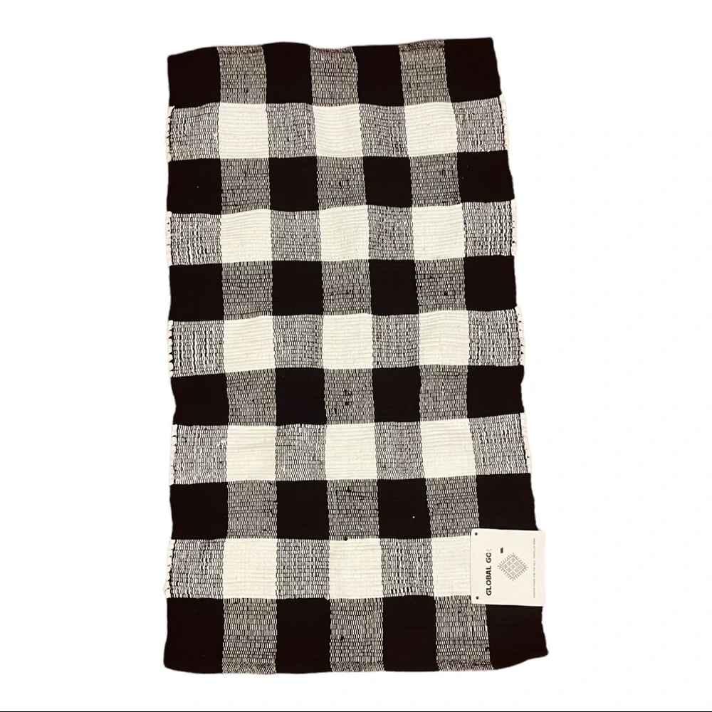 Global Goods 27x45” Buffalo Check Plaid Farmhouse Decorative Layering Rug NWT
